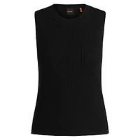 Slim-Fit Stretch Sleeveless Rib-Knit Top