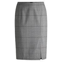 Checked Stretch Pencil Skirt