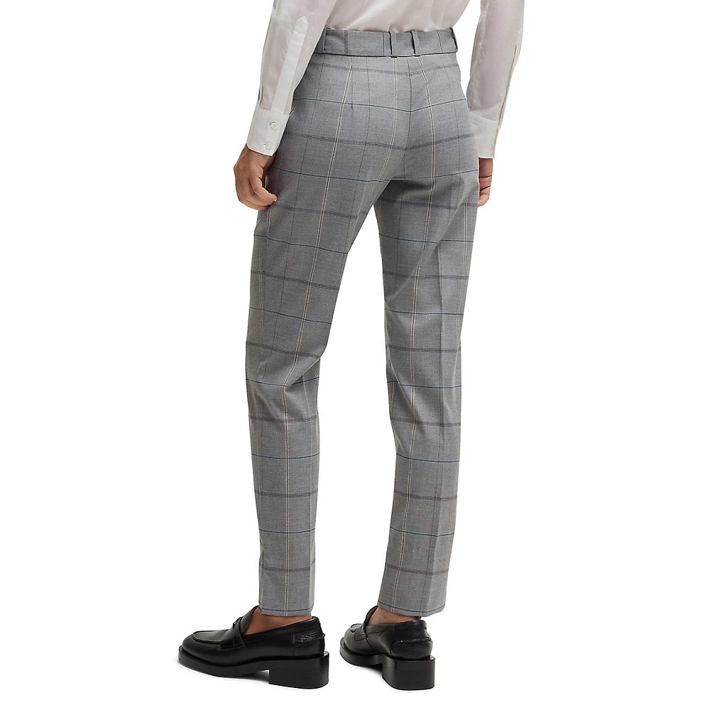 Checked Stretch Dress Pants