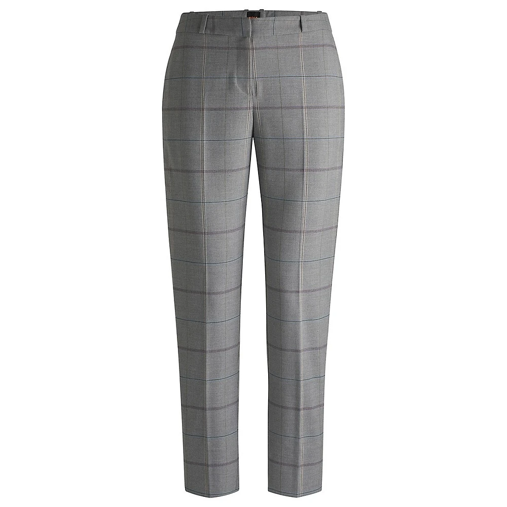 Checked Stretch Dress Pants