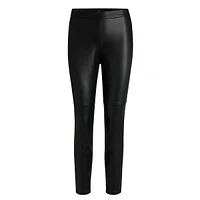 Paneled Slim-Leg Faux Leather Pants