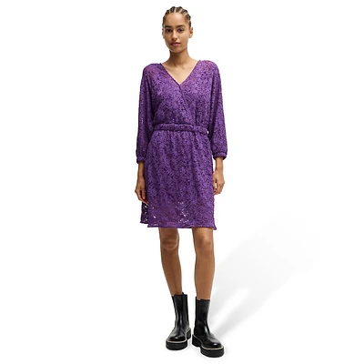 Macramé-Lace Wrap Mini Dress