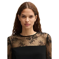 Lace Bodice & Sleeve Crepe Georgette Top