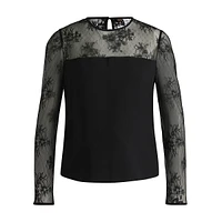 Lace Bodice & Sleeve Crepe Georgette Top