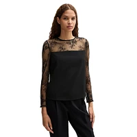 Lace Bodice & Sleeve Crepe Georgette Top