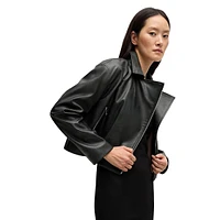 Faux-Leather Biker-Style Jacket