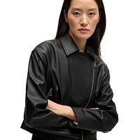 Faux-Leather Biker-Style Jacket