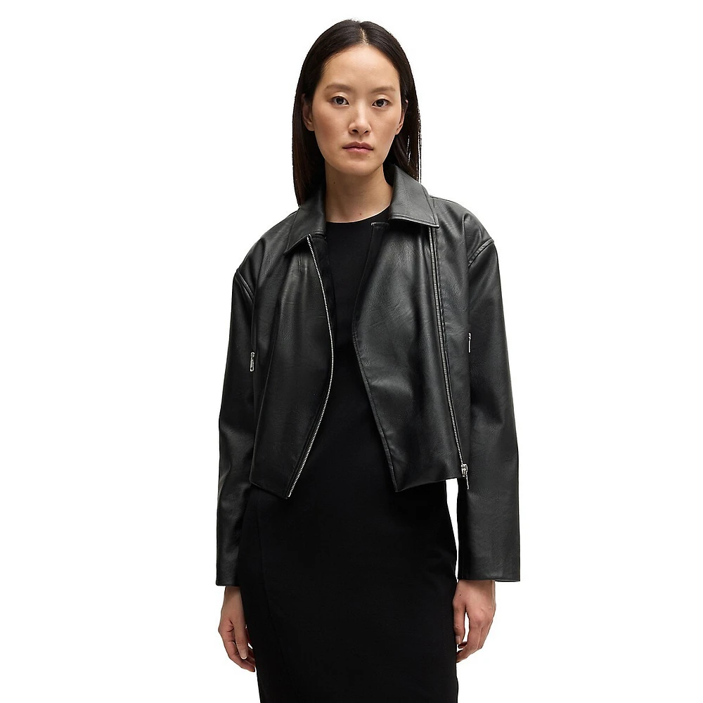 Faux-Leather Biker-Style Jacket