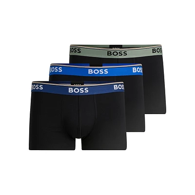 3-Pack Stretch-Cotton Trunks With Logo Waistbands