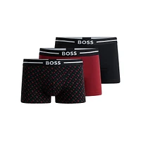 3-Pack Stretch-Cotton Logo-Waist Trunks