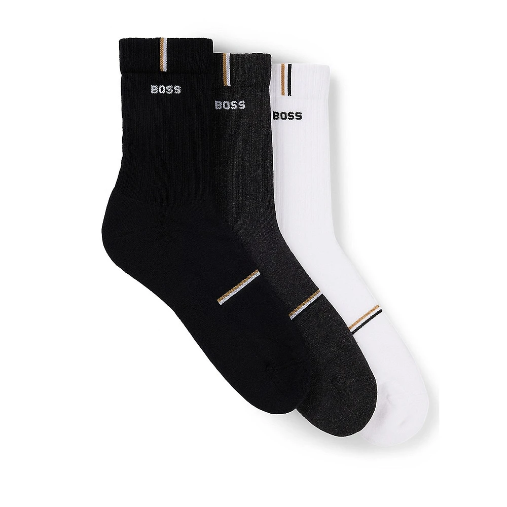 Men's Three-Pair Logo Ankle Socks