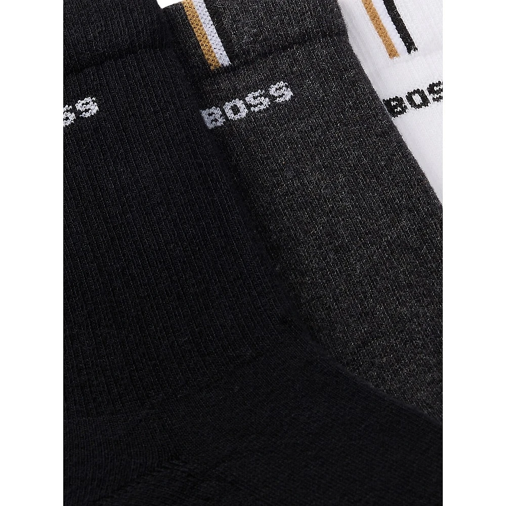 Men's Three-Pair Logo Ankle Socks