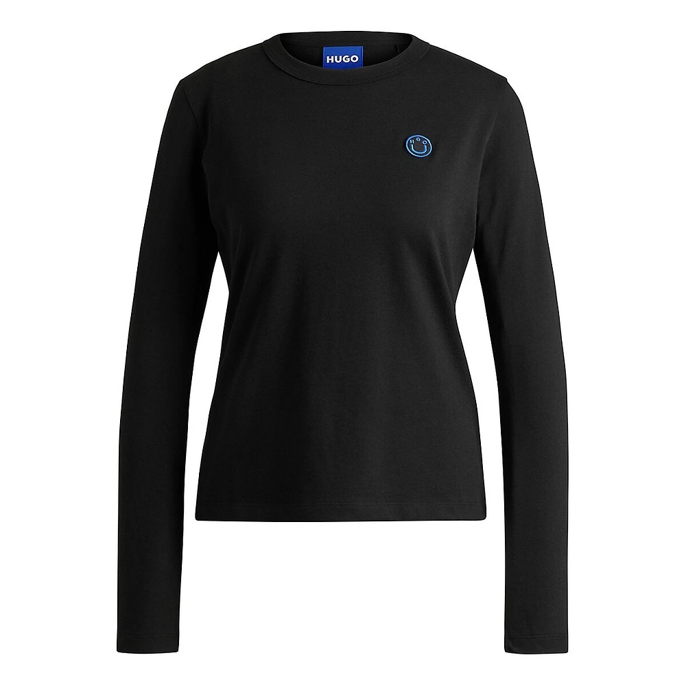 Long-Sleeve Smiley-Face Logo Top