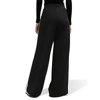 Wide-Leg Stretch-Cotton Logo Tape Track Pants