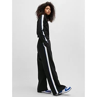 Wide-Leg Stretch-Cotton Logo Tape Track Pants