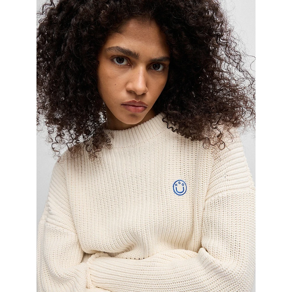 Relaxed-Fit Smiley-Face Logo Sweater