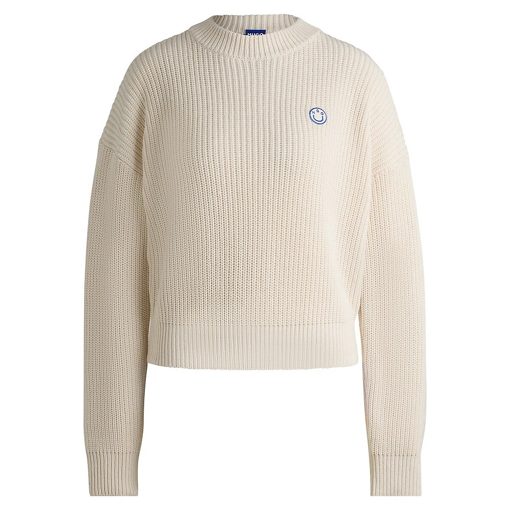 Relaxed-Fit Smiley-Face Logo Sweater