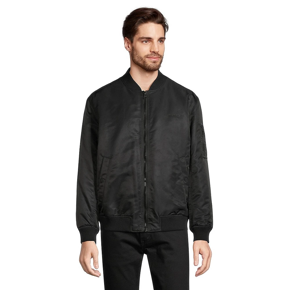 Sleeve-Pocket Bomber Jacket