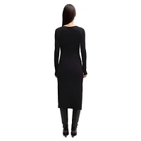 Matte-Jersey Knit Keyhole Midi Dress