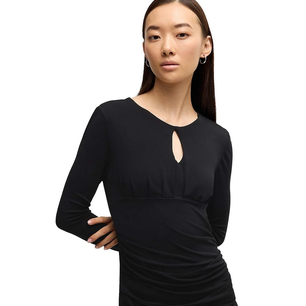 Matte-Jersey Knit Keyhole Midi Dress