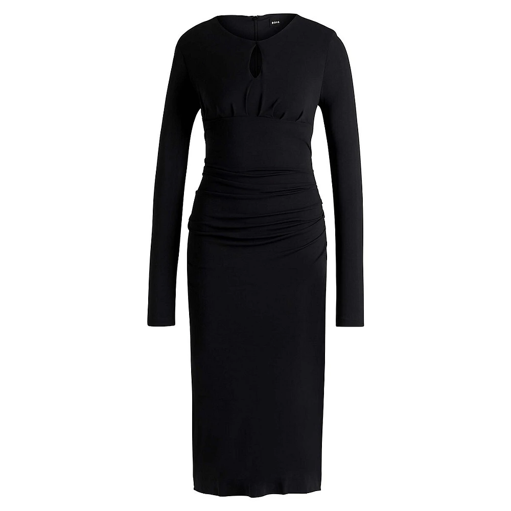 Matte-Jersey Knit Keyhole Midi Dress