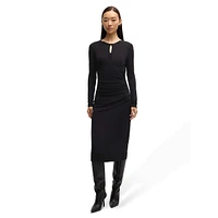 Matte-Jersey Knit Keyhole Midi Dress