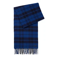 Wool Check Fringed Scarf