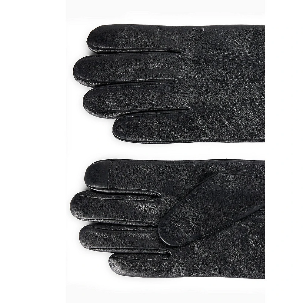 Men's Wool-Blend Lined Leather Tech Gloves