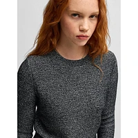 Slim-Fit Sequin-Knit Cropped Sweater