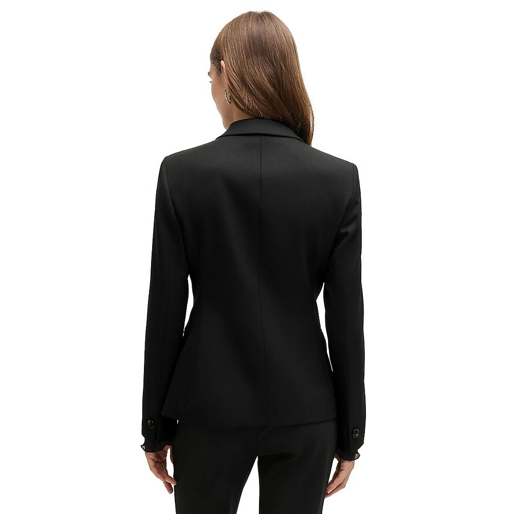 Asymmetrical Wool-Blend Twill Blazer