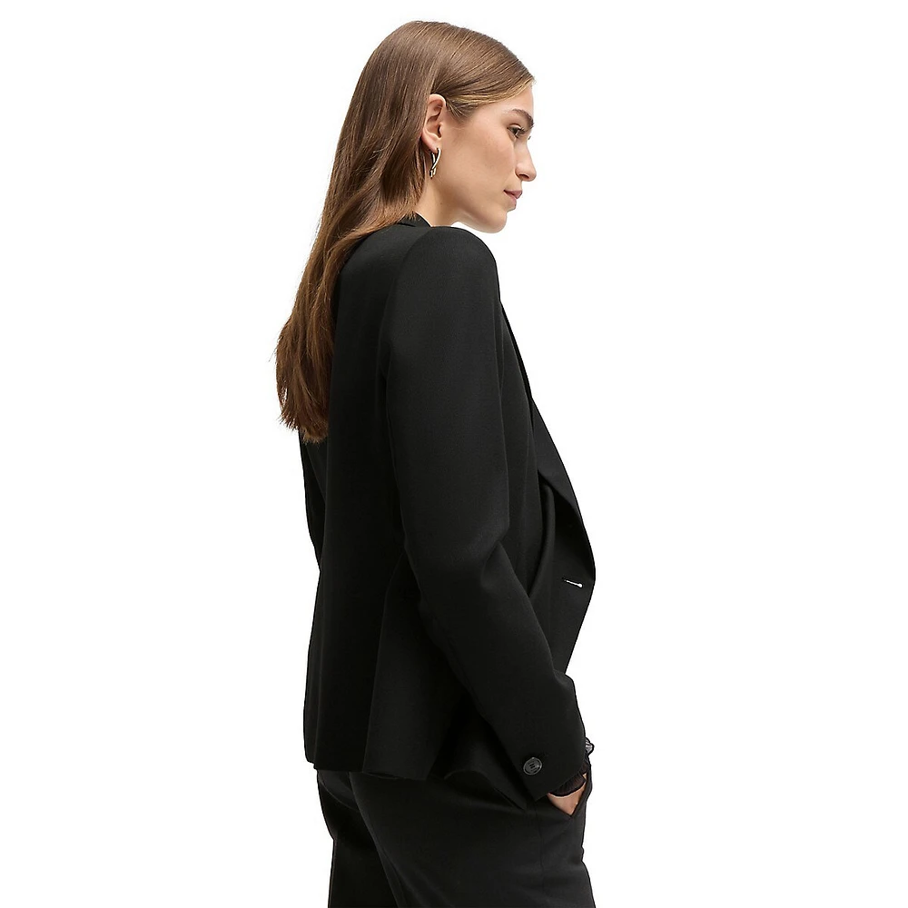 Asymmetrical Wool-Blend Twill Blazer