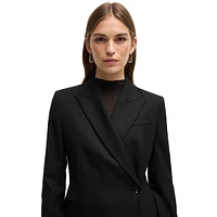 Asymmetrical Wool-Blend Twill Blazer