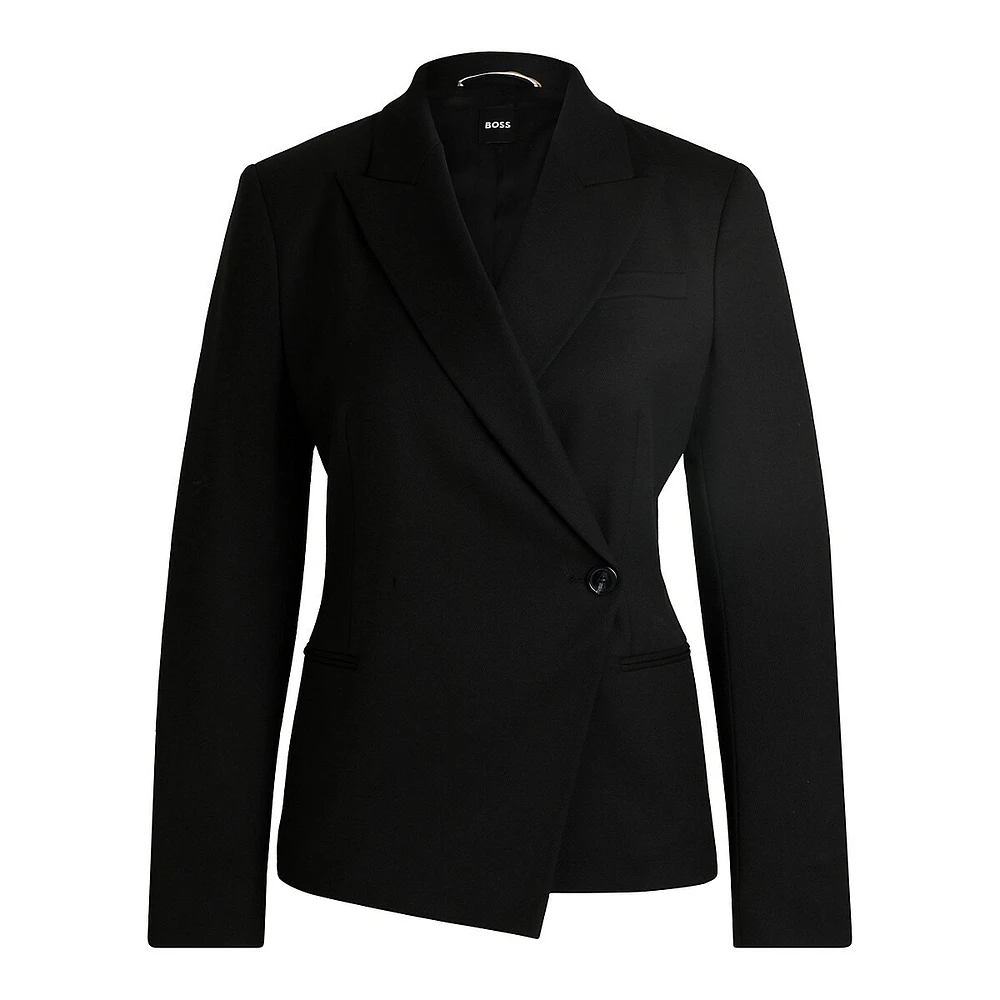 Asymmetrical Wool-Blend Twill Blazer