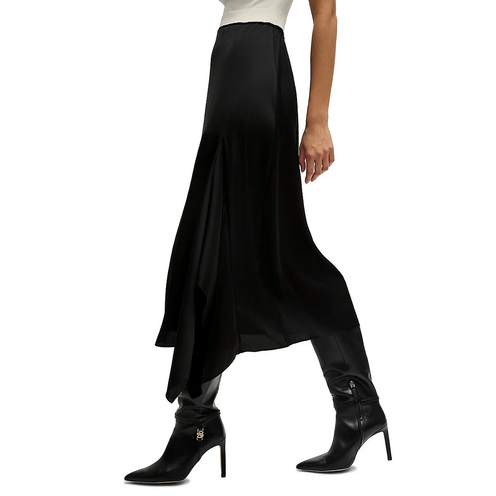 Mixed-Media Maxi Dress With Volant Trim