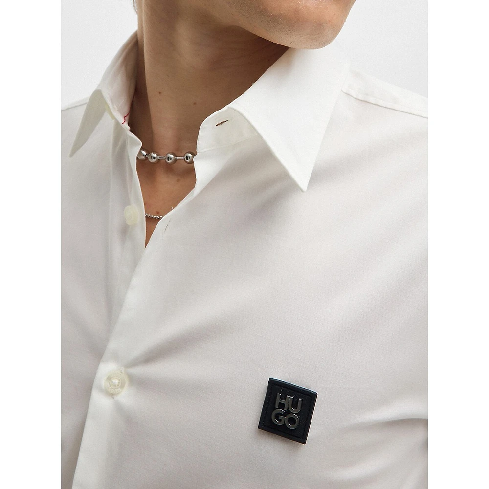 Slim-Fit Stretch-Cotton Stacked Logo Shirt