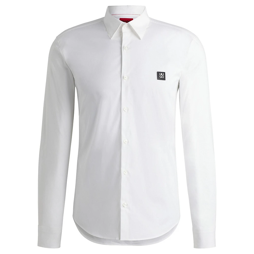 Slim-Fit Stretch-Cotton Stacked Logo Shirt