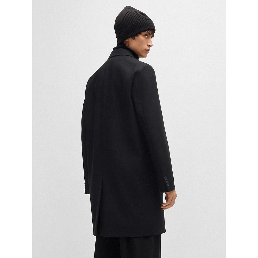 Wool-Blend Notch-Collar Long Coat