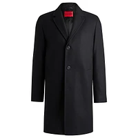 Wool-Blend Notch-Collar Long Coat