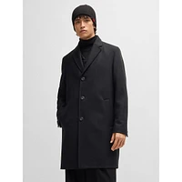 Wool-Blend Notch-Collar Long Coat