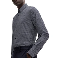 Slim-Fit Printed Performance-Stretch Dress Shirt