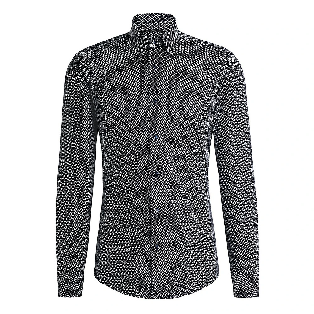 Slim-Fit Printed Performance-Stretch Dress Shirt