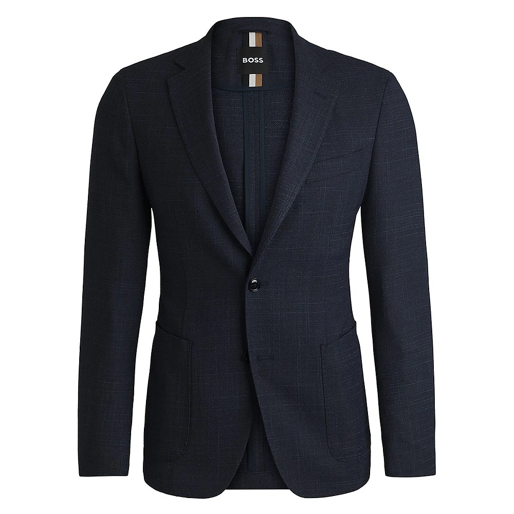 Slim-Fit Micro-Patterned Stretch Blazer