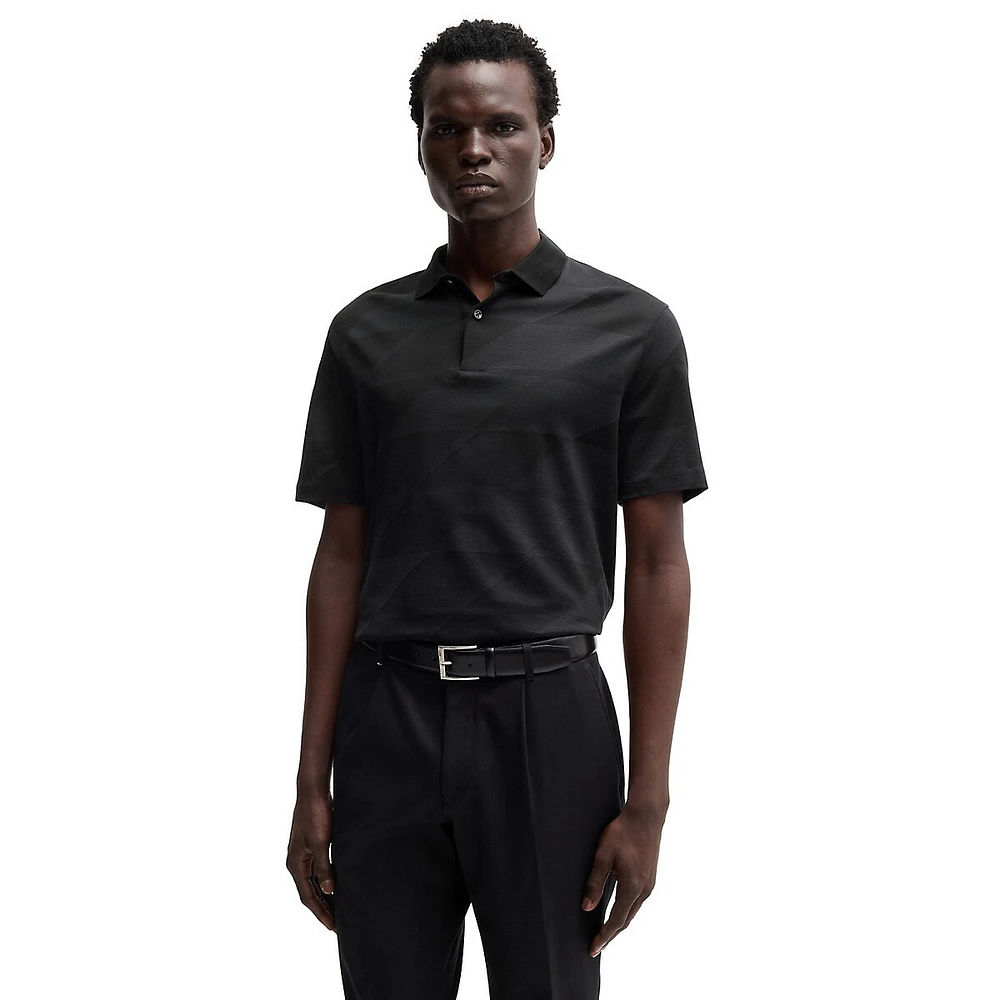 Mercerized-Cotton Jacquard Polo Shirt