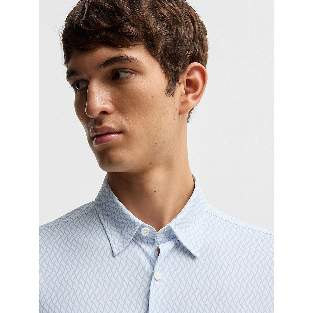 Slim-Fit Printed Performance-Stretch Jersey Shirt