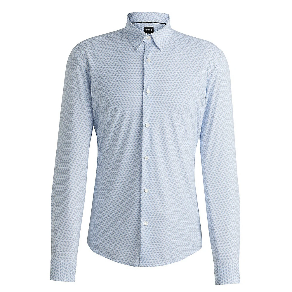 Slim-Fit Printed Performance-Stretch Jersey Shirt