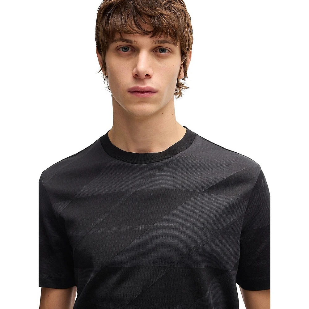 Mercerized-Cotton Two-Tone Jacquard T-Shirt