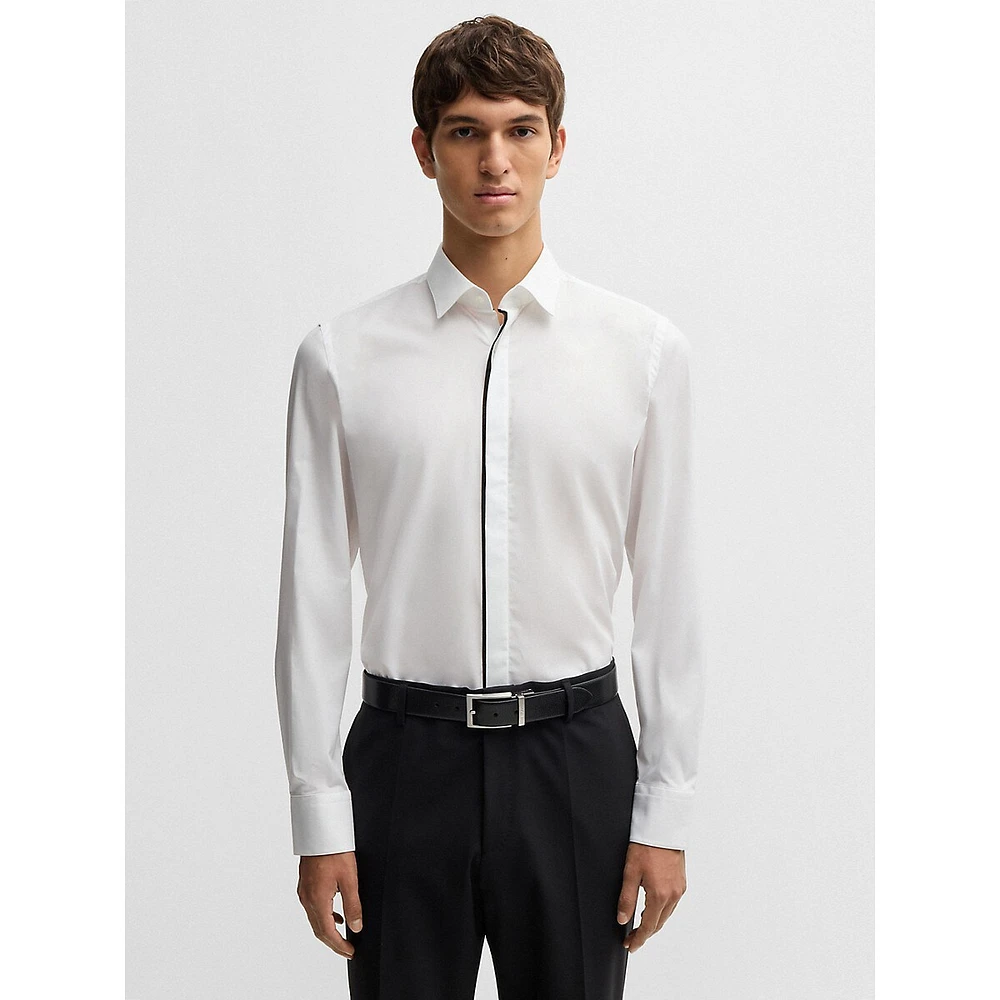 Slim-Fit Easy-Iron Stretch-Cotton Poplin Shirt