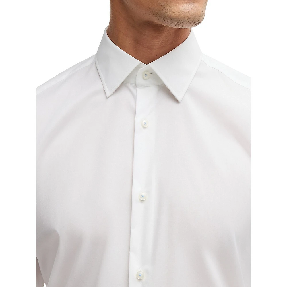 Regular-Fit Easy-Iron Stretch-Cotton Poplin Dress Shirt