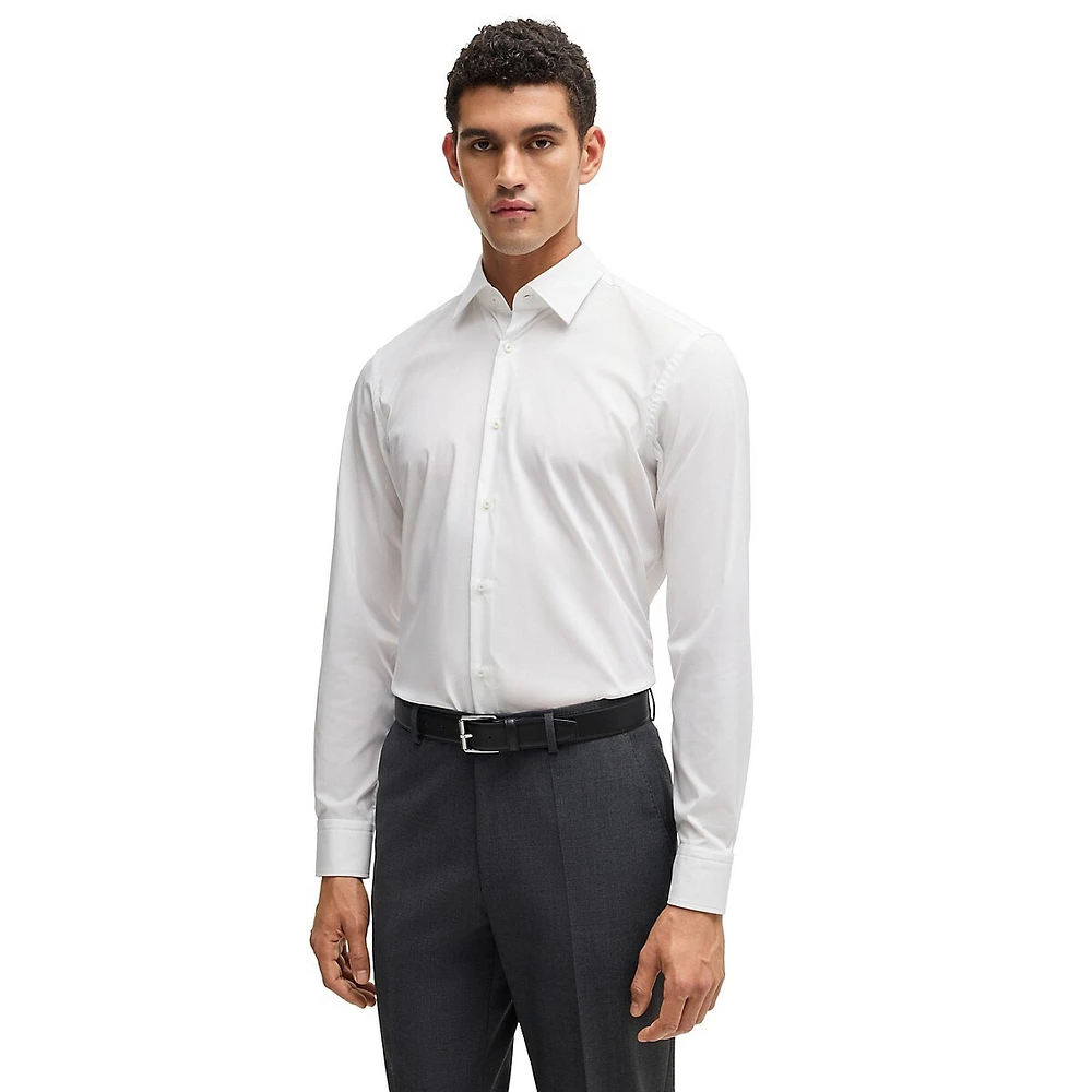 Regular-Fit Easy-Iron Stretch-Cotton Poplin Dress Shirt