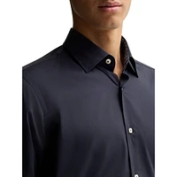 Regular-Fit Easy-Iron Stretch-Cotton Poplin Dress Shirt